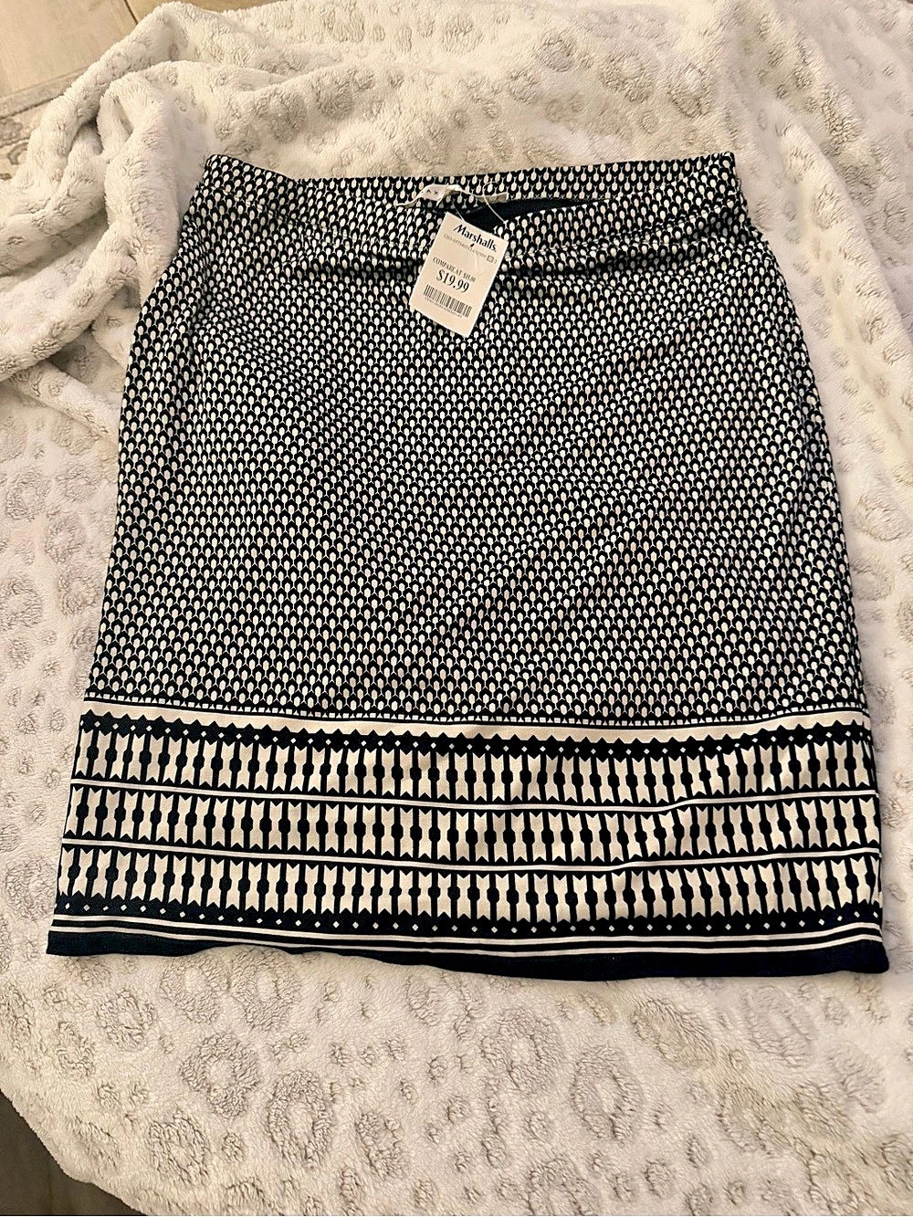 Max Studio Shelli Couille Geometric Mini Skirt in Black & White NWT
